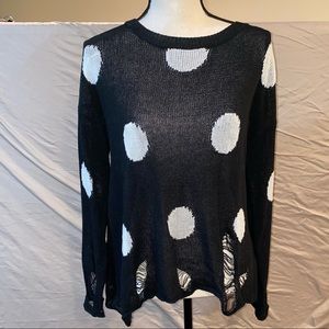 Tobi Women’s Destroyed Polka Dot Sweater Size S/M